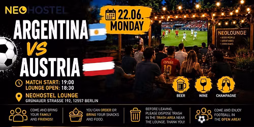 \u26bd Argentina vs Austria \u2013 Live Football at NEOHOSTEL Lounge