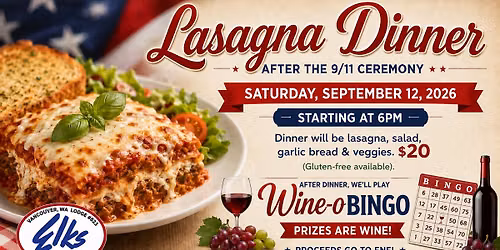 Lasagna Dinner & Wine-O Bingo
