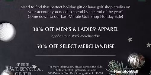 Last-Minute Golf Shop Holiday Sale (Member Event)