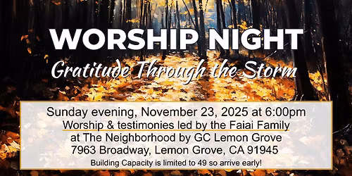 WORSHIP NIGHT: Gratitude Through the Storm