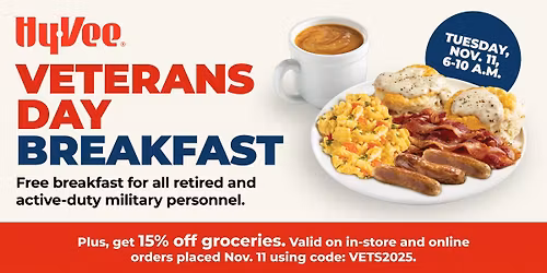 Veterans Day Breakfast at Hy-Vee | 11.11