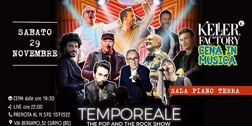 Cena in Musica con Temporeale - Pop and Rock Show (Sala Piano Terra)