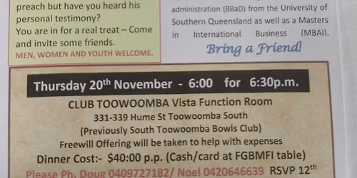FGBMFI Toowoomba Chapter dinner