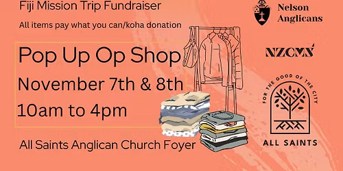 Fiji Mission Trip Fundraiser Pop Up Op Shop