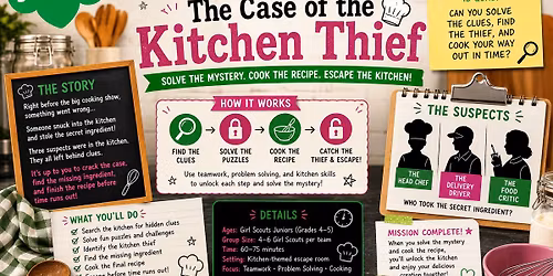 Girl Scout - Escape Room Cooking Challenge! For 3rd-8th Graders