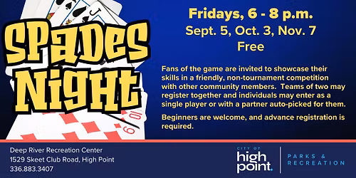 Spades Night at Deep River Recreation Center