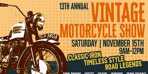 13th Annual Vintage Motorcycle Show | SCOTTSDALE | NOVEMBER 15TH