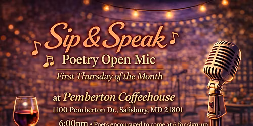\ud83c\udfa4\u2728 Sip & Speak: Poetry Open Mic at Pemberton Coffeehouse \u2728\ud83c\udfa4  Join us for an inspiring evening of w