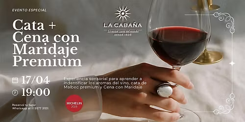 Cata + Cena con  Maridaje Premium en La Caba\u00f1a