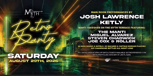 Saturday Night at Myth Nightclub - Retro Party | 08.29.26