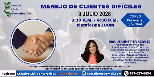 9 Julio Curso Presencial y Virtual: Manejo de clientes dif\u00edciles