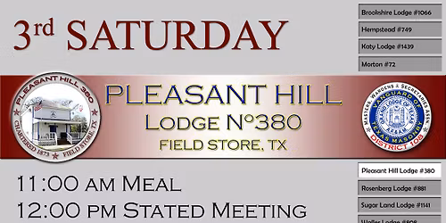 STATED MEETING: Pleasant Hill Lodge #380