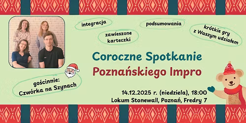 Coroczne Spotkanie Pozna\u0144skiego Impro + Czw\u00f3rka na Szynach + jam || 14.12, niedziela, 18.00, Lokum