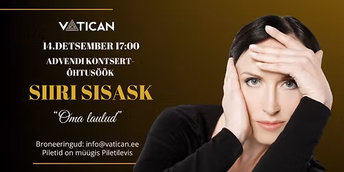 14\/12 Siiri Sisask "Oma laulud" kontsert-\u00f5htus\u00f6\u00f6k