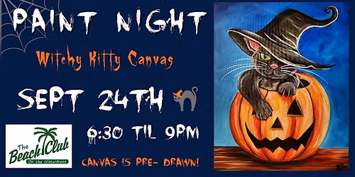 Predrawn Witchy Kitty Paint Night