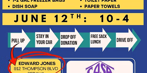 Drive-Thru Donation Drive for CASA hosted by Ben Jackson @ Edward Jones