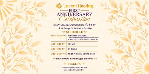 Lucent Healing\u2019s Anniversary Celebration Wellness Event & Sound Bath