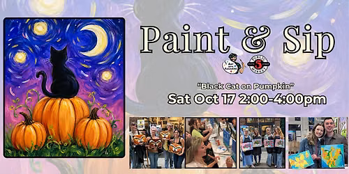 Paint & Sip in Eugene, Oregon \u201cBlack Cat on Pumpkin\u201d