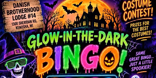 HALLOWEEN Themed Glow-In-The-Dark Blacklight BINGO!! OPEN TO THE PUBLIC!! Come in and join the fun!!
