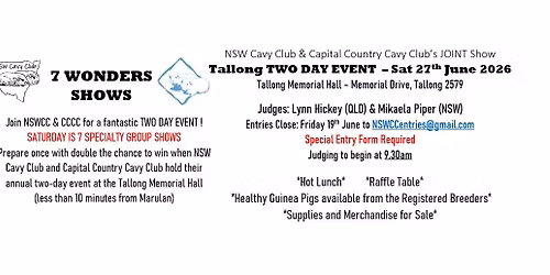 Guinea Pig Show - Tallong SATURDAY Show