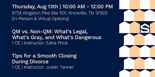 2-Hr REALTOR CE | QM vs. Non-QM Loans & Smooth Closing During Divorce [In-Person & Virtual]