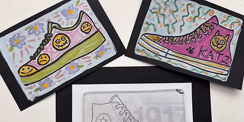 Library Activity: Gelli Plate Printing: Sneakers