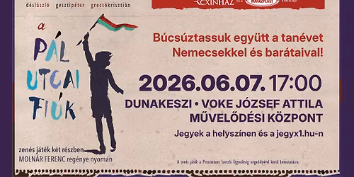 A P\u00e1l utcai fi\u00fak \u2013 zen\u00e9s j\u00e1t\u00e9k - DUNAKESZI