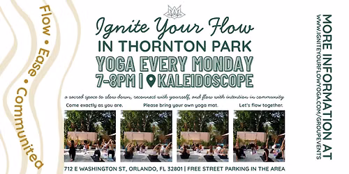 Outdoor Yoga, 7PM Every Monday at Kaleidoscope Thornton Park, Downtown Orlando (Beginner Friendly!)