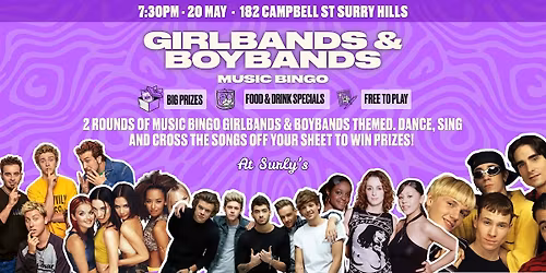 Girlbands & Boybands Music Bingo