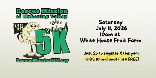 POINT 5K to benefit Rescue Mission of Mahoning Valley (not a 5k... it's a .5k which is 1,640 feet)