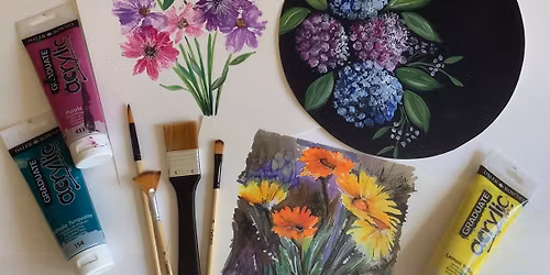A Beginners introduction to acrylic ' flowers in bloom' painting with Helen's Paintbox