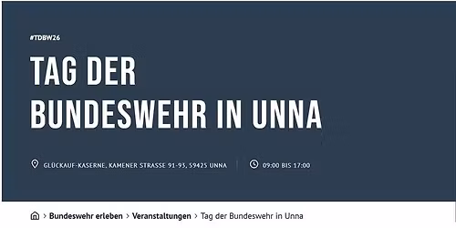 Tag der Bundeswehr 2026 in Unna - Gl\u00fcckaufkaserne
