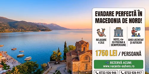 Skopje & Lacul Ohrid 4 zile de relaxare la hotel 4\u2605 cu piscin\u0103 \u0219i demipensiune!