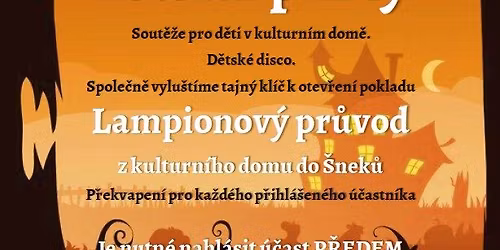 Halloweensk\u00e1 d\u011btsk\u00e1 p\u00e1rty + lampionov\u00fd pr\u016fvod za pokladem