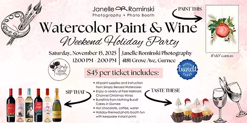 Watercolor Paint & Wine Weekend Holiday Party
