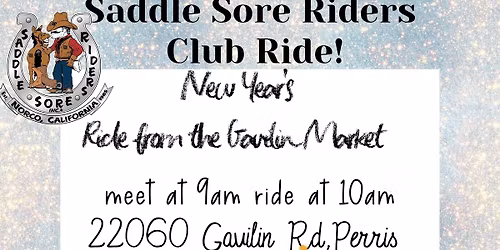 Saddle Sore Riders New Years Day Club Ride