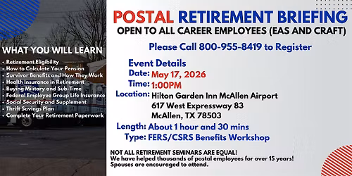 Postal Retirement Seminar - McAllen- 05\/17\/26