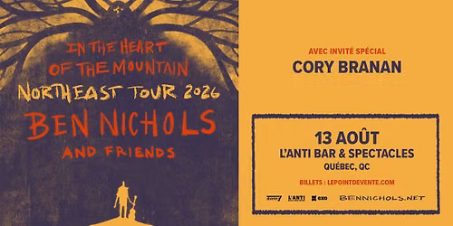 Ben Nichols avec Cory Branan \/\/ Jeudi 13 aout 2026 \/\/ L'Anti Bar & Spectacles