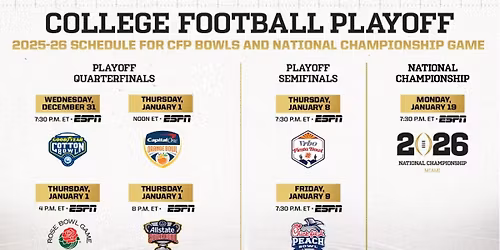 Vrbo Fiesta Bowl - CFP Semifinal: Cotton Bowl Champion vs Sugar Bowl Champion