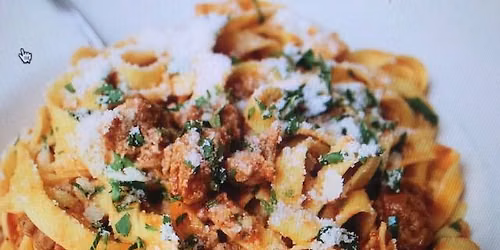 Fresh Fettuccine with Bolognese sauce, affogato dessert