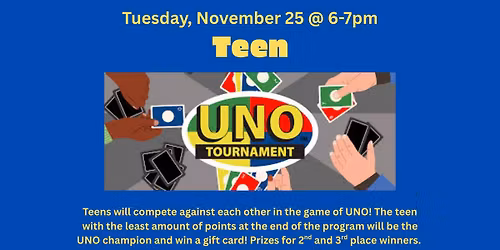 Teen Uno Game Tournament Grades 6-12