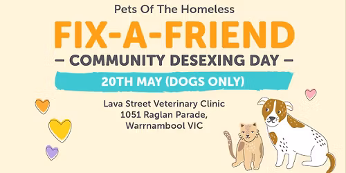 Warrnambool Fix-A-Friend Desexing Day for Dogs - 20th May 2026
