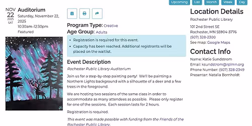 Northern Lights at the Rochester Library (FREE)