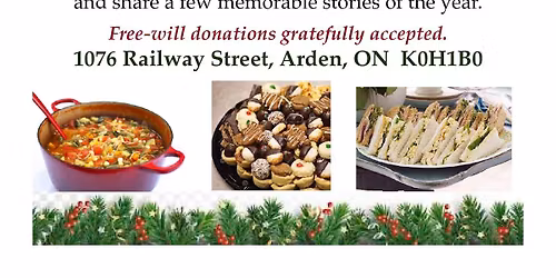 Sat. Nov. 29- ARDEN UNITED CHURCH CHRISTMAS LUNCHEON, 11:30- 1:00- soups, garnishes, sandwiches.