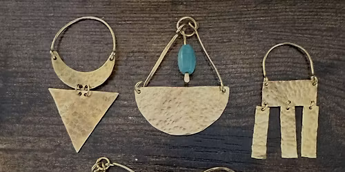 Hammered Brass Earrings with Snowflower Studio