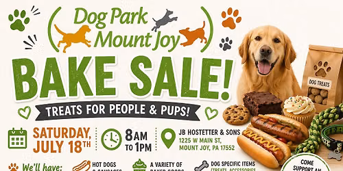 \ud83d\udc3e Dog Park Mount Joy \u2013 Bake Sale! \ud83d\udc3e