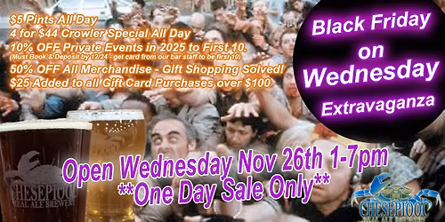 Black Friday on Wednesday Sale - Wednesday 11\/26 1pm - 7pm + Tu Casa Food Truck