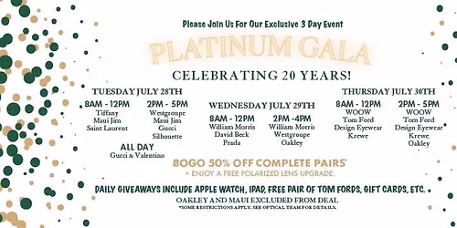 3-Day Platinum Gala Celebrating 20 Years!