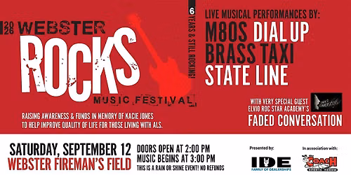 Wesbter Rocks ALS 2026 Benefit Festival  Saturday September 12th 2026