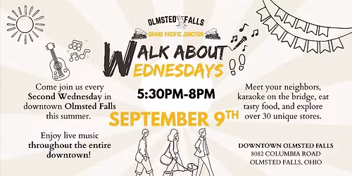 September Walk About Wednesdays - Downtown Olmsted Falls Block Party Series